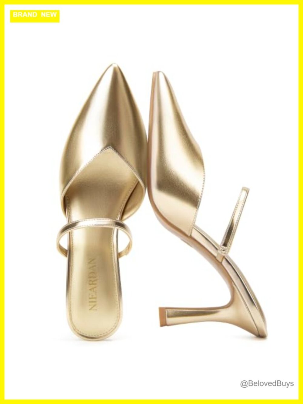 Women's Pointed Toe Stiletto Mules Slip-On Faux Leather Heels